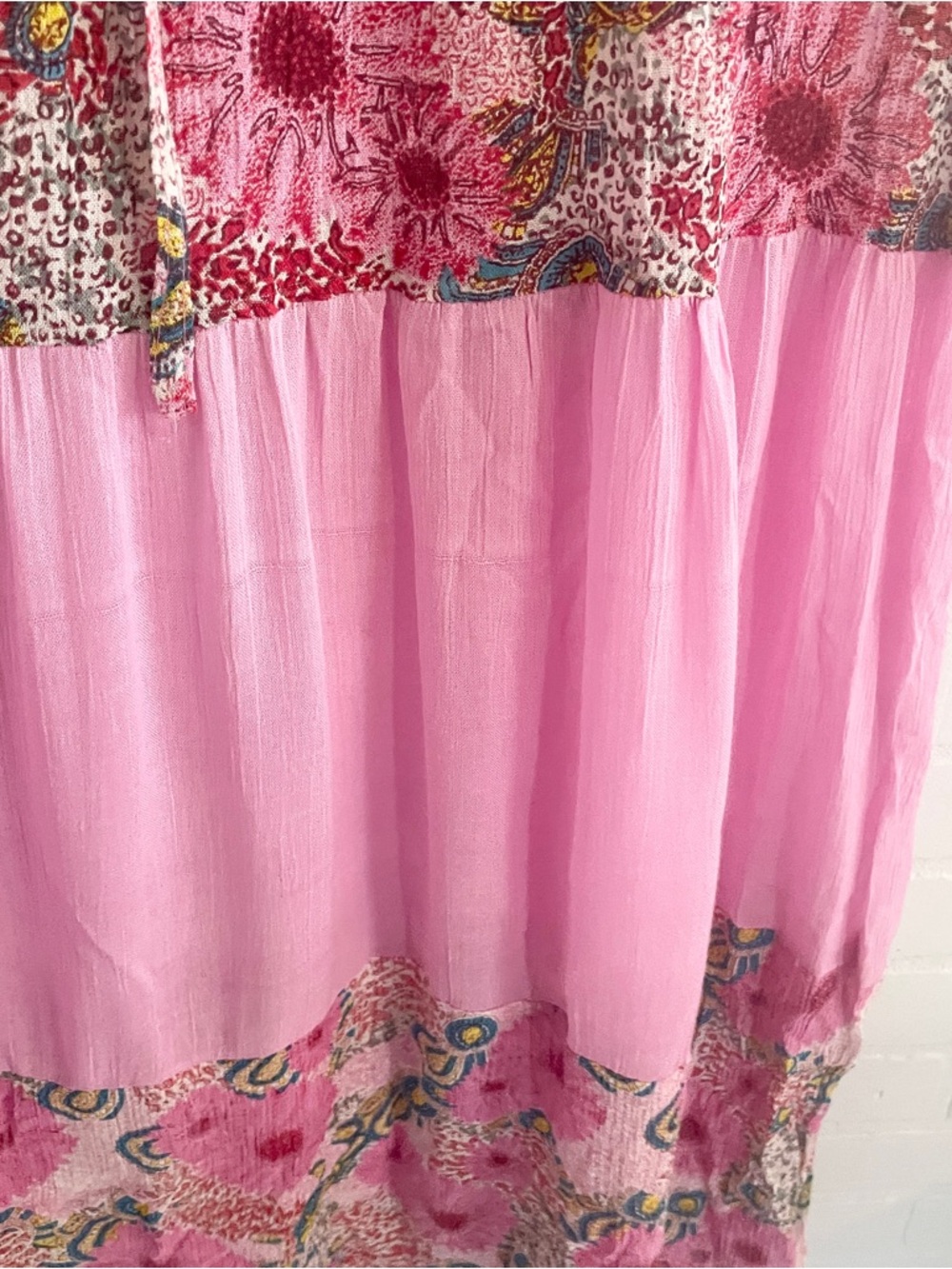 Vintage Boho Tiered Summer Maxi Skirt Sheer Panel Floral Romantic One Size S-L - Picture 6 of 13
